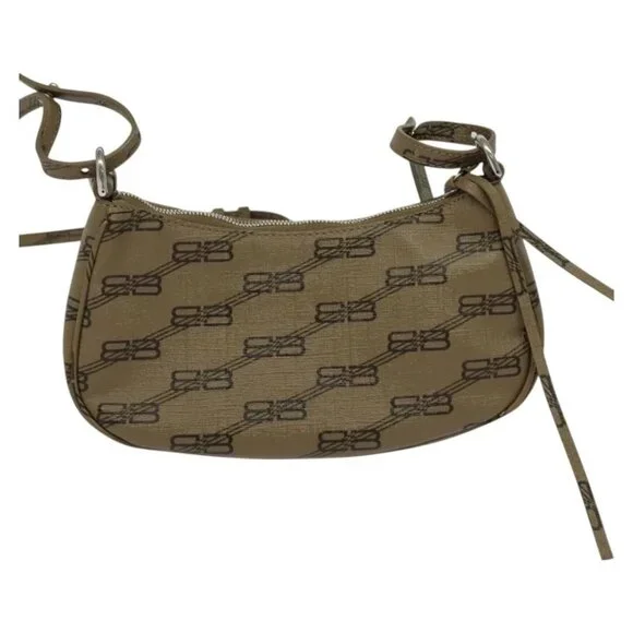 BALENCIAGA Chain Le Cagoule Mini Shoulder Bag Leather Beige Silver Auth bs27430 - Picture 2 of 16